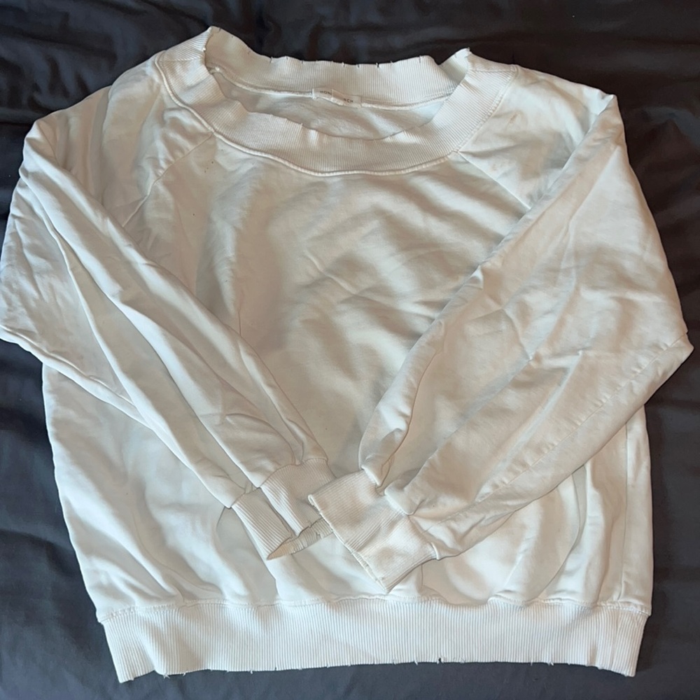 White Off-the-shoulder Cozy Sweatshirt
